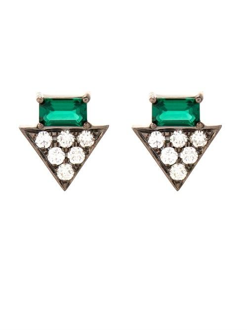 Nikos Koulis Diamond, Emerald & White-gold Earrings