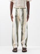 Marrakshi Life - Drawstring-waist Striped Cotton Trousers - Mens - Cream Multi