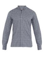 Lanvin Granddad-collar Single-cuff Checked Cotton Shirt