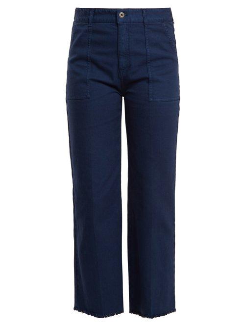Matchesfashion.com Stella Mccartney - Frayed Hem Straight Leg Jeans - Womens - Dark Blue