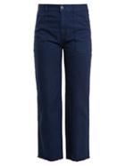 Matchesfashion.com Stella Mccartney - Frayed Hem Straight Leg Jeans - Womens - Dark Blue