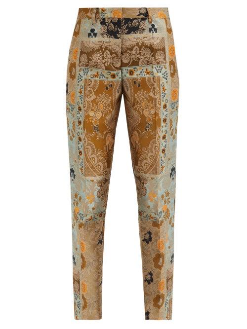 Matchesfashion.com Etro - Bristol High-rise Floral-brocade Slim-leg Trousers - Womens - Silver