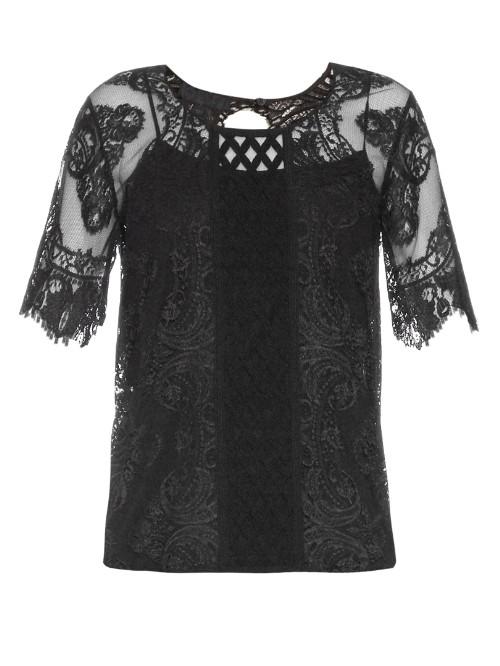 Burberry Prorsum Round-neck Contrast-lace Top