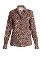 La Doublej Editions Geometric-print Stretch-crepe Shirt