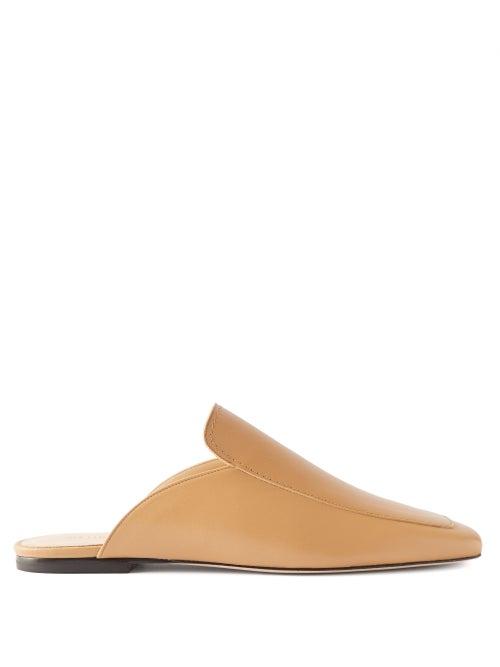 Wandler - Megan Leather Backless Loafers - Womens - Beige
