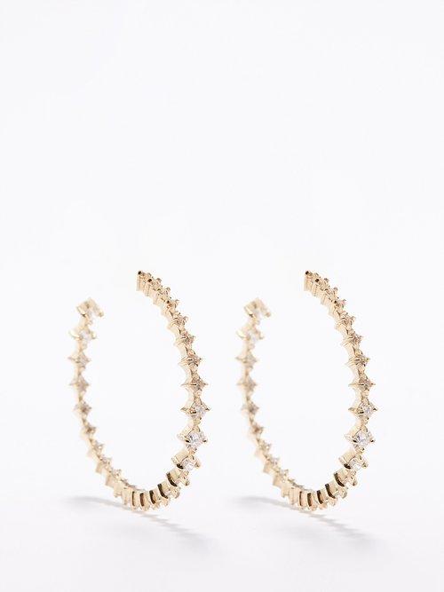 Lizzie Mandler - Clat Diamond & 18kt Gold Earrings - Womens - Yellow Gold