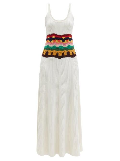 Gabriela Hearst - Sainz Crocheted-waist Ribbed Cashmere-blend Dress - Womens - Ivory Multi