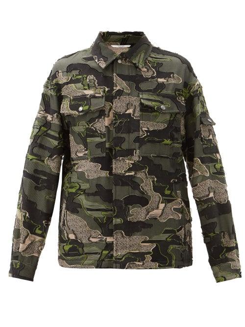 Matchesfashion.com Valentino Garavani - Camouflage-jacquard Fil-coup Cotton Jacket - Mens - Green