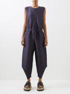 Pleats Please Issey Miyake - Thicker Bounce Technical-pleated Jumpsuit - Womens - Dark Navy