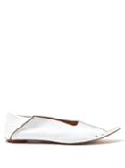 Matchesfashion.com Marni - Collapsible Back Studded Leather Flats - Womens - White