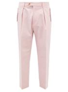 Etro - Pleated Cotton-blend Twill Trousers - Mens - Pink