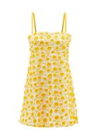 Ladies Beachwear Three Graces London - Clementine Floral-embroidered Cotton-blend Dress - Womens - Yellow Multi