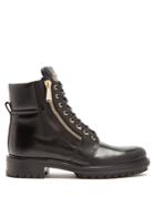 Balmain Lace-up Leather Ankle Boots