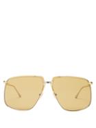 Matchesfashion.com Gucci - Squared Aviator Metal Sunglasses - Mens - Gold