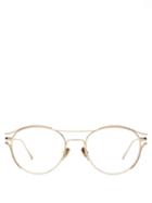 Matchesfashion.com Linda Farrow - Winged Round Metal Glasses - Womens - Gold