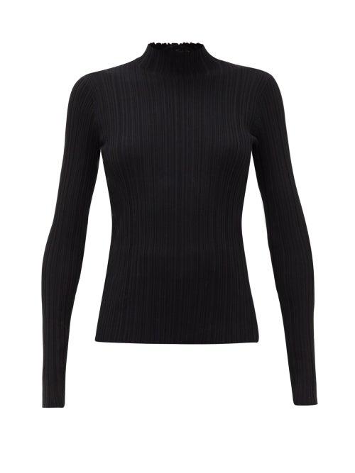 Matchesfashion.com Acne Studios - Katina High-neck Ribbed Cotton-blend Sweater - Womens - Black
