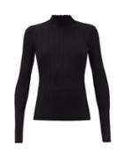 Matchesfashion.com Acne Studios - Katina High-neck Ribbed Cotton-blend Sweater - Womens - Black