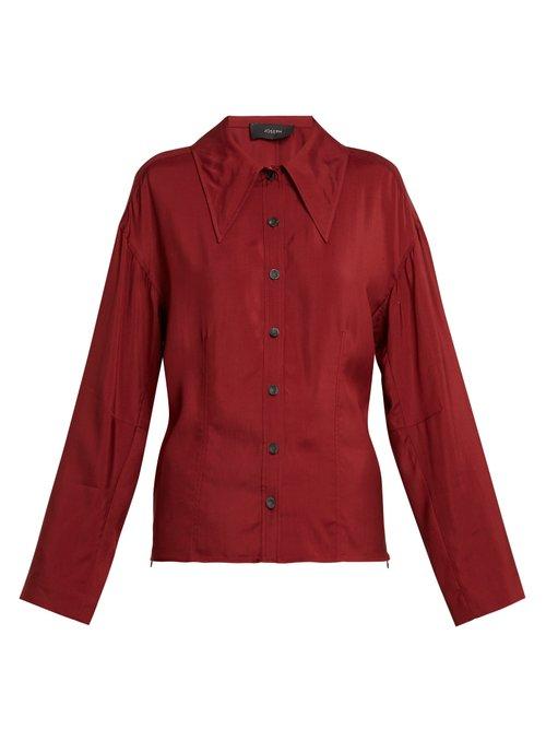 Matchesfashion.com Joseph - Point Collar Blouse - Womens - Burgundy