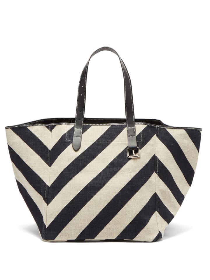 Jw Anderson Belt-strap Striped Canvas Tote
