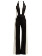 Matchesfashion.com Galvan - Marlene Panelled Crepe Jumpsuit - Womens - Black White