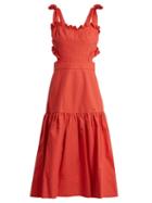 Matchesfashion.com Rebecca Taylor - Cut Out Cotton And Linen Blend Dress - Womens - Red