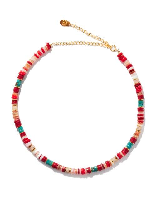 Matchesfashion.com Elise Tsikis - Vadodara Turquoise & 24kt Gold-plated Choker - Womens - Pink Multi
