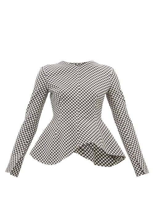 Matchesfashion.com A.w.a.k.e. Mode - Peplum-hem Gingham Top - Womens - Black White