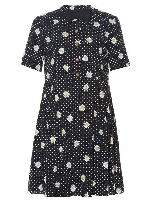 Saint Laurent Bow Tie-embellished Daisy-print Dress