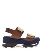 Marni Double-strap Leather And Neoprene Flatform Sandals