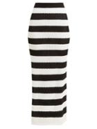 Matchesfashion.com Dodo Bar Or - Margaret High Rise Striped Cotton Skirt - Womens - Black White
