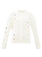 Matchesfashion.com Shrimps - Mc Coy Floral-embroidered Wool-blend Cardigan - Womens - Cream