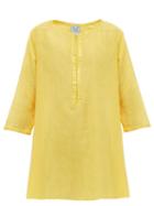 Matchesfashion.com Thierry Colson - Samia Floral-embroidered Cotton-blend Kaftan - Womens - Yellow