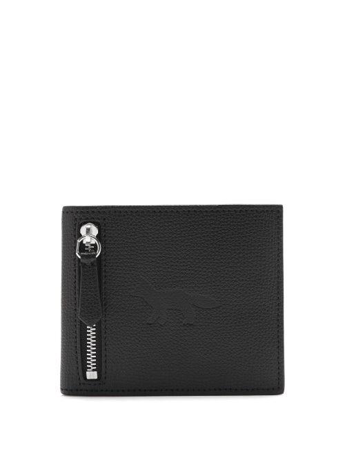 Matchesfashion.com Maison Kitsun - Fox-embossed Grained-leather Bi-fold Wallet - Mens - Black