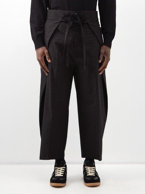Craig Green - Wrap Tie-waist Cotton Trousers - Mens - Black