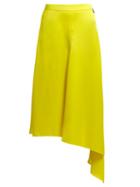 Matchesfashion.com Msgm - Asymmetric Hem Satin Skirt - Womens - Yellow