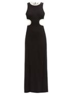Staud - Dolce Cutout Jersey Maxi Dress - Womens - Black White