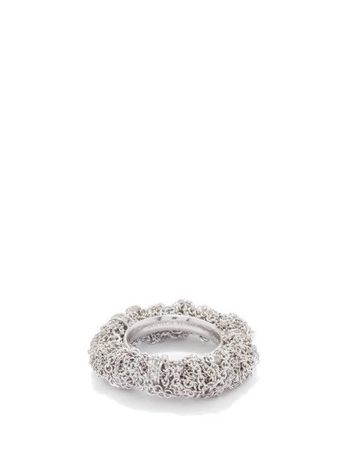 Bottega Veneta - Tangle Crystal-embellished Sterling-silver Ring - Womens - Silver
