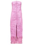 Matchesfashion.com The Attico - Ruched Metallic Taffeta Midi Dress - Womens - Fuchsia