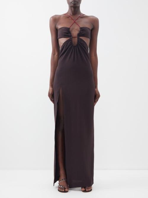 Nensi Dojaka - Cutout Gathered Maxi Dress - Womens - Brown