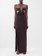 Nensi Dojaka - Cutout Gathered Maxi Dress - Womens - Brown