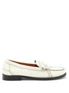 Matchesfashion.com Ganni - Topstitched Croc-effect Leather Loafers - Womens - White