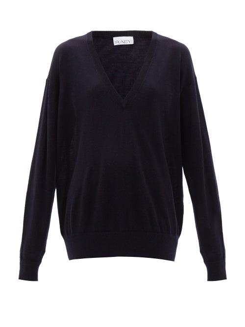 Raey - V-neck Merino Wool Sweater - Womens - Navy