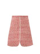 Matchesfashion.com Giambattista Valli - Piped Wool-blend Boucl Mini Skirt - Womens - Red Multi