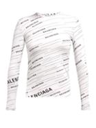 Matchesfashion.com Balenciaga - Diagonal Logo Stretch Jersey Top - Womens - White Black