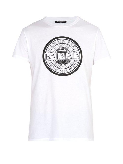 Matchesfashion.com Balmain - Coin Logo Print T Shirt - Mens - White