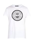 Matchesfashion.com Balmain - Coin Logo Print T Shirt - Mens - White