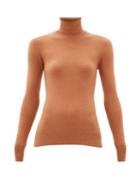 Matchesfashion.com Joostricot - Peachskin Roll Neck Cotton Blend Sweater - Womens - Light Brown