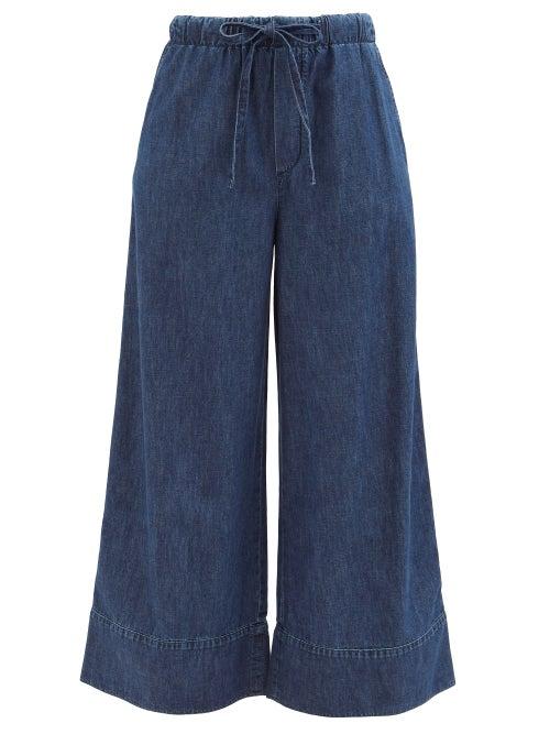 Valentino - Optical V Wide-leg Jeans - Womens - Denim