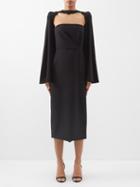 E.stott - Darya Detachable-sleeve Wool-crepe Midi Dress - Womens - Black