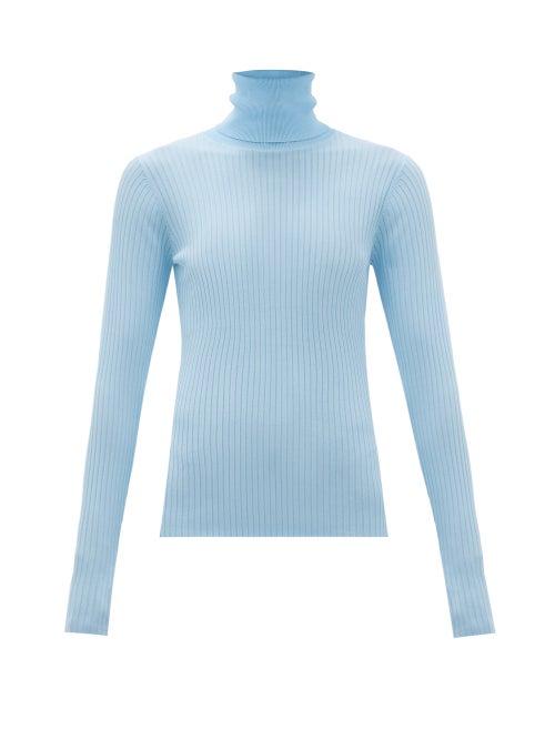 Matchesfashion.com Dodo Bar Or - Stacy Roll-neck Ribbed Sweater - Womens - Light Blue